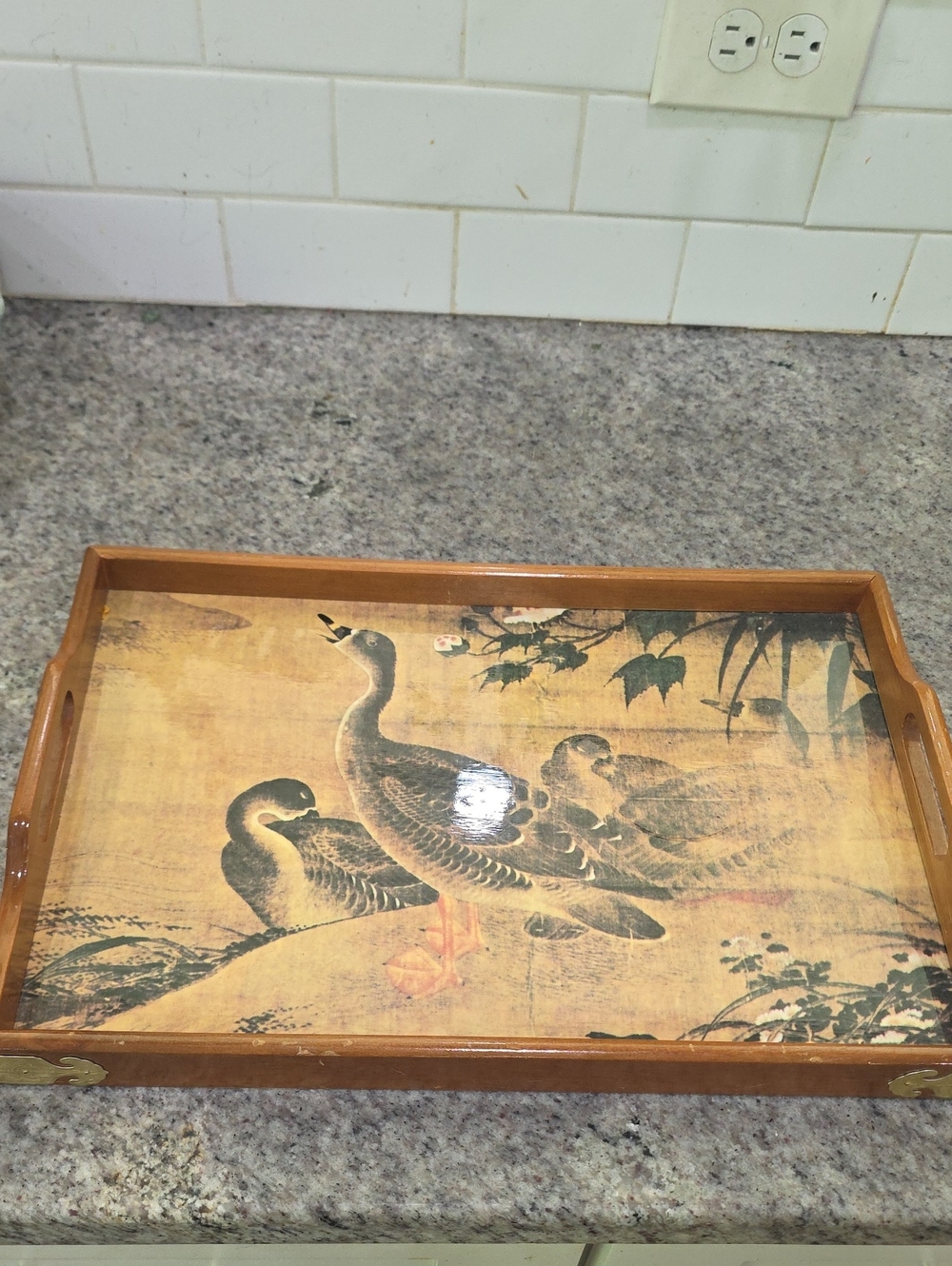 Vintage-Style Brown Decorative Duck Serving Tray